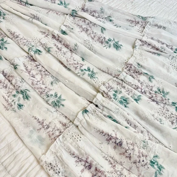 JessaKae White Floral Smocked Eyelet Midi Dress - Picture 5 of 13